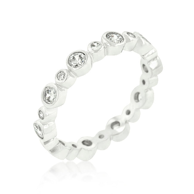 Alternating Bezel Linked Cubic Zirconia Eternity Band-3