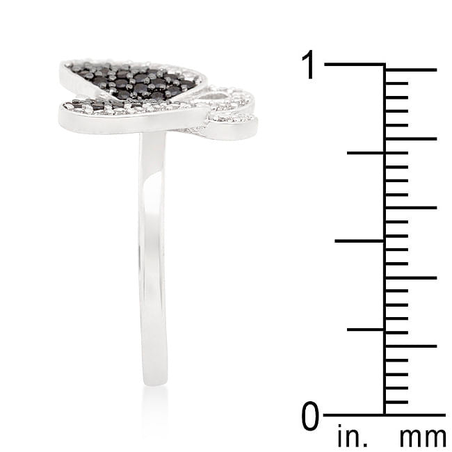 Black and White Cubic Zirconia Butterfly Ring-3