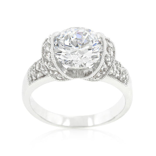 Tension Set Cubic Zirconia Engagement Ring-1
