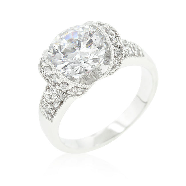 Tension Set Cubic Zirconia Engagement Ring-0