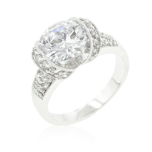 Tension Set Cubic Zirconia Engagement Ring-0