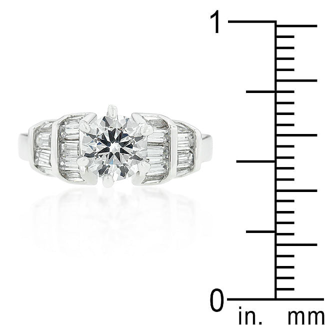 Tapered Baguette Cubic Zirconia Engagement Ring-2