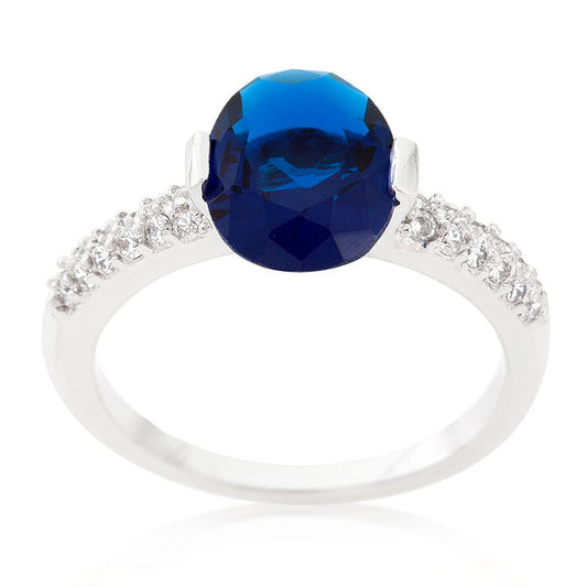Blue Oval Cubic Zirconia Engagement Ring-1
