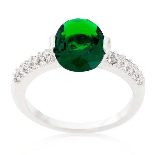 Green Oval Cubic Zirconia Engagement Ring-1