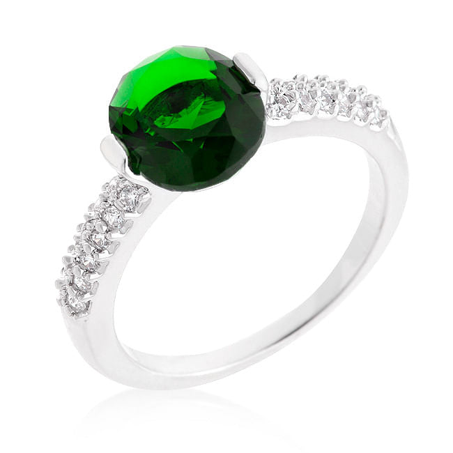 Green Oval Cubic Zirconia Engagement Ring-0