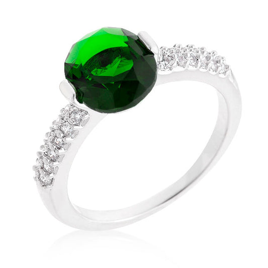 Green Oval Cubic Zirconia Engagement Ring-0