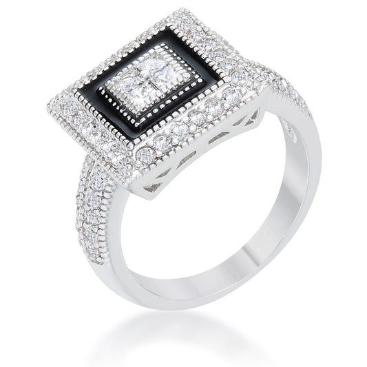 Shira 0.7ct CZ Rhodium Antique Ring-0