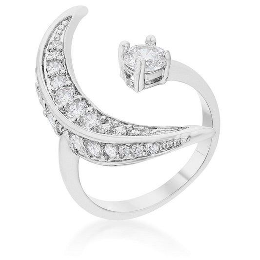Luna .75ct CZ White Gold Rhodium Delicate Ring-0