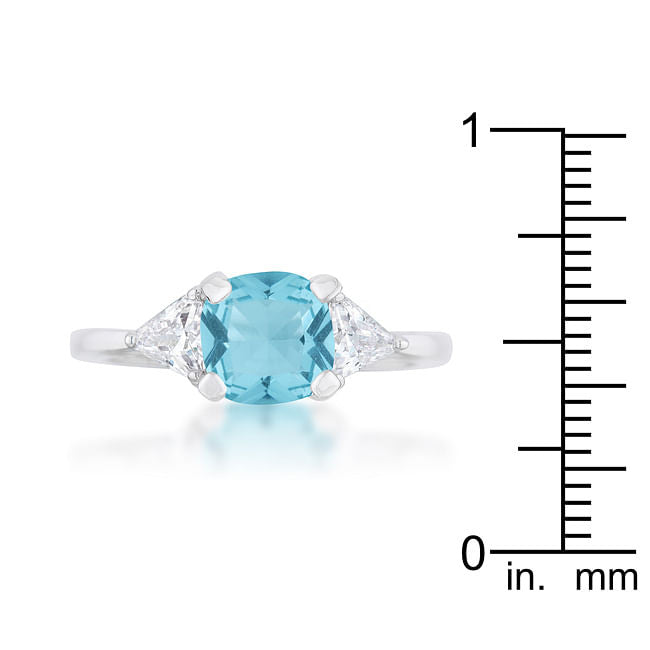 Shonda 1.8ct Blue Topaz CZ Rhodium Cushion Classic Statement Ring-3