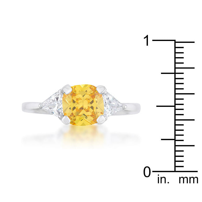 Shonda 1.8ct Canary CZ Rhodium Cushion Classic Statement Ring-3