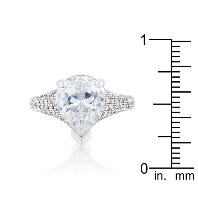Rhyne 5.8ct CZ Rhodium Pear Cocktail Ring-3