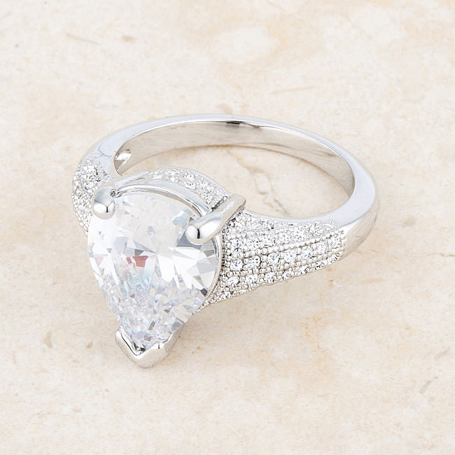 Rhyne 5.8ct CZ Rhodium Pear Cocktail Ring-2