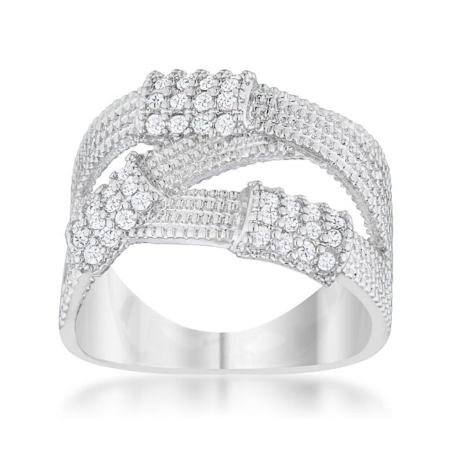 Peyton 0.36ct CZ Rhodium Wide Cable Statement Ring-3