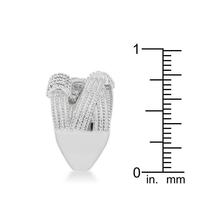 Peyton 0.36ct CZ Rhodium Wide Cable Statement Ring-2