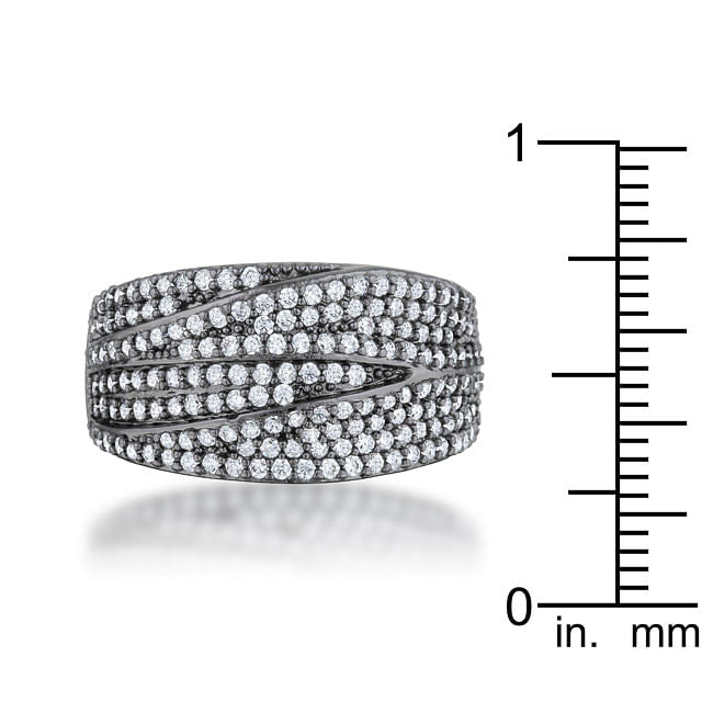 Kina 1.7ct Clear CZ Hematite Contemporary Cocktail Ring-3