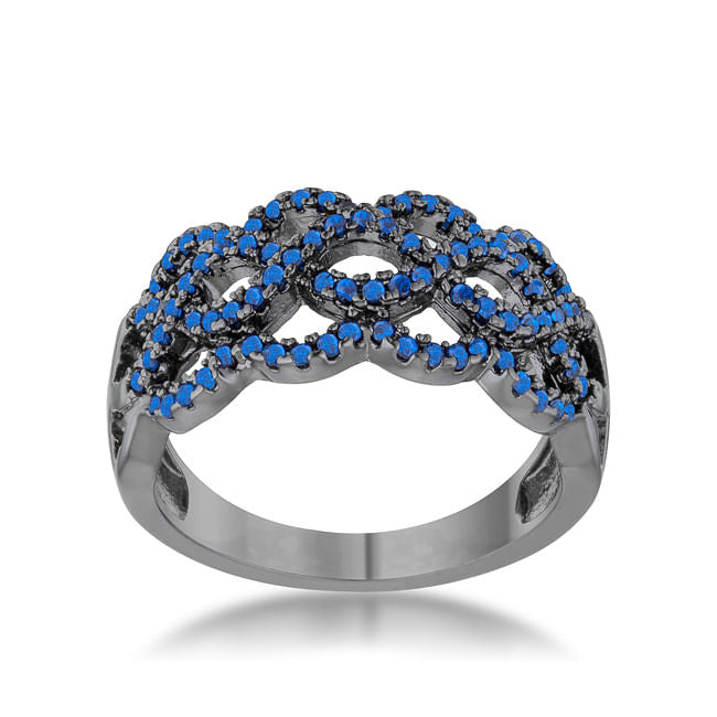 Brina 0.4ct Sapphire CZ Hematite Twist Ring-1