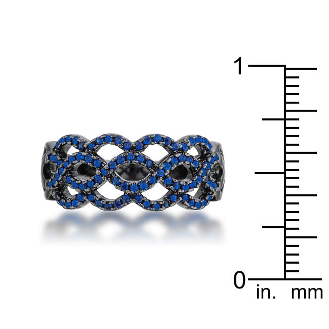 Brina 0.4ct Sapphire CZ Hematite Twist Ring-3