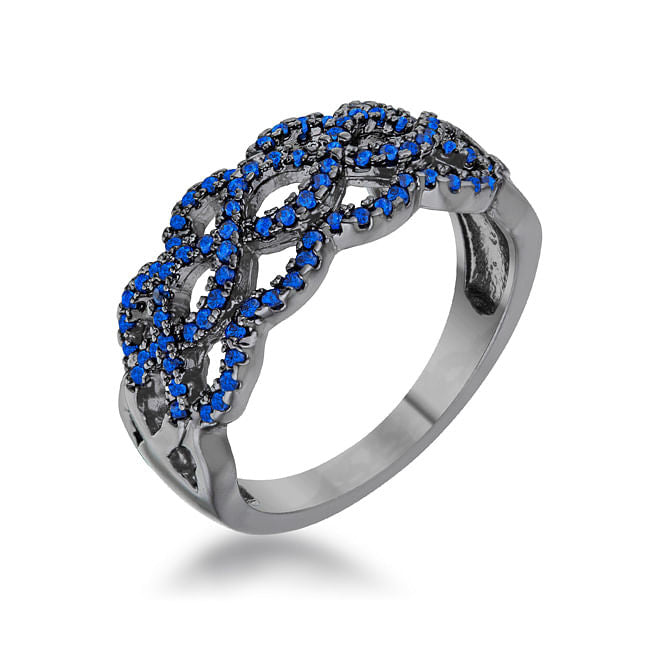 Brina 0.4ct Sapphire CZ Hematite Twist Ring-0
