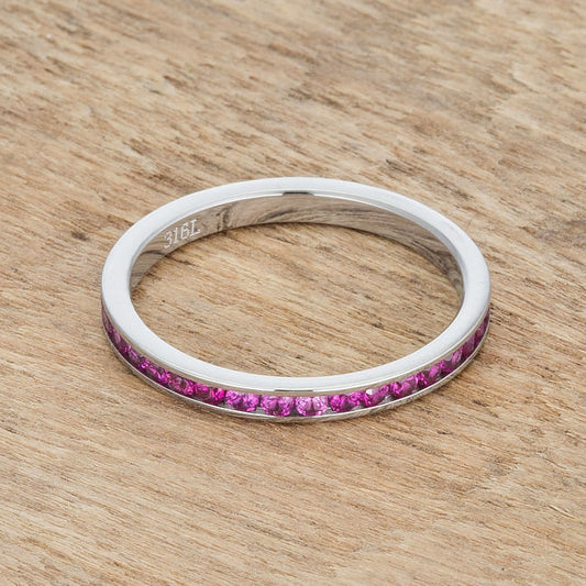 Teresa 0.5ct Ruby CZ Stainless Steel Eternity Band-1