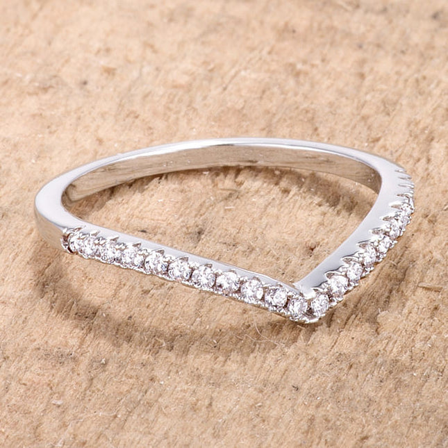 .22Ct Rhodium Chevron Ring with CZ-0