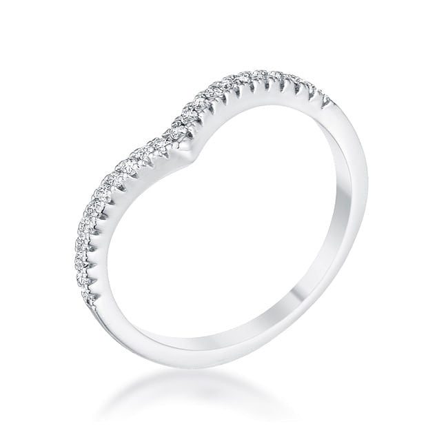 .22Ct Rhodium Chevron Ring with CZ-1