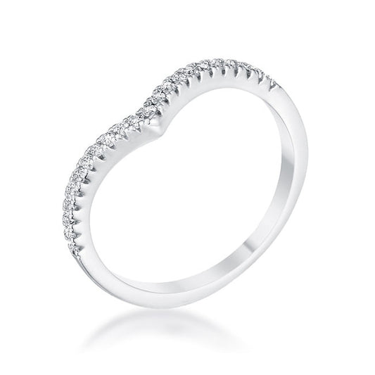 .22Ct Rhodium Chevron Ring with CZ-1