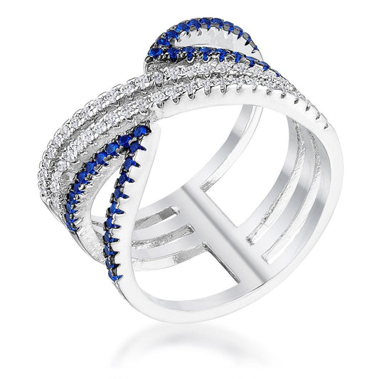 .46Ct Rhodium and Hematite Plated Blue and Clear CZ Micro Pave Crossover-0