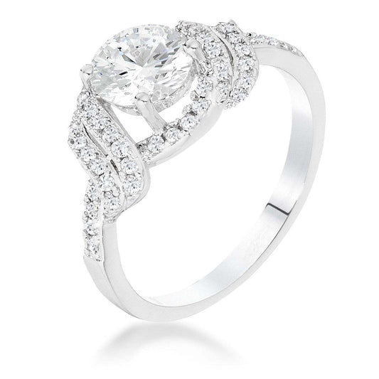 Rhodium Clear CZ Round Parallel Pace Twist Ring-0