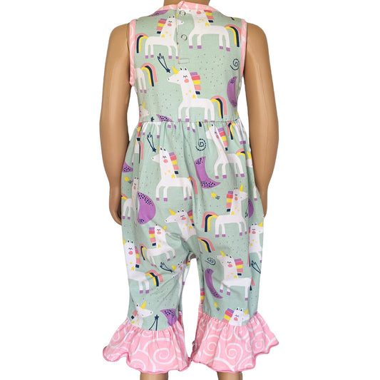 Adorable 70's Inspired Baby Girls Unicorn Romper