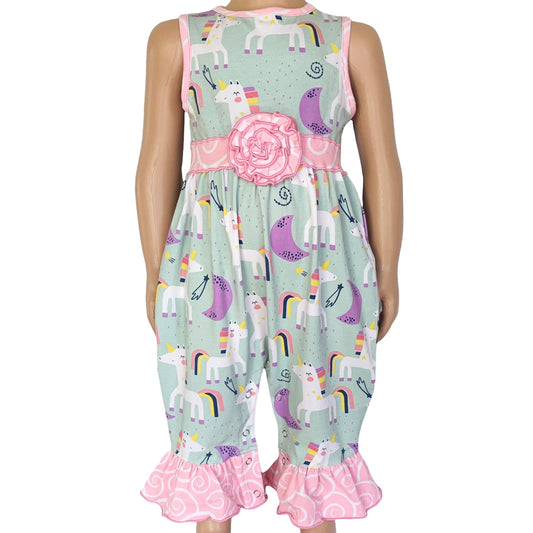 Adorable 70's Inspired Baby Girls Unicorn Romper