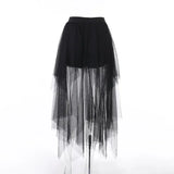 Punk Sexy Anime /  High-Waisted Goth-Style Mesh Skirt - Festival Wear