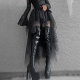 Punk Sexy Anime /  High-Waisted Goth-Style Mesh Skirt - Festival Wear