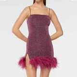 The Ultimate Feather-Trimmed Party Dress - Wearable Art