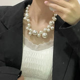 优雅仿珍珠女士项链 大颗珍珠串珠短项链 派对婚礼新娘项链珠宝 女孩礼物