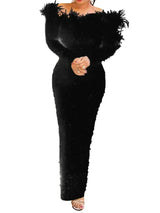 Curve-Contouring Glamour: The Beaded Off-Shoulder Midi Gown -  Bridal / Party Dress