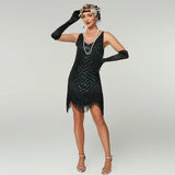1920s Flapper Dress - Sequin Beaded Gatsby Fringe Mini - Plus Size