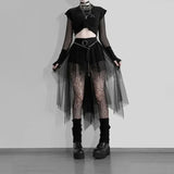 Punk Sexy Anime /  High-Waisted Goth-Style Mesh Skirt - Festival Wear