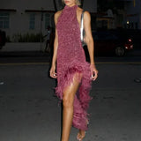 The Ultimate Feather-Trimmed Party Dress - Wearable Art