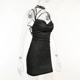 Sexy 90s Cowl-Neck Rave Dress - Glitter Y2K Clubwear | Femstylo