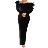 Curve-Contouring Glamour: The Beaded Off-Shoulder Midi Gown -  Bridal / Party Dress