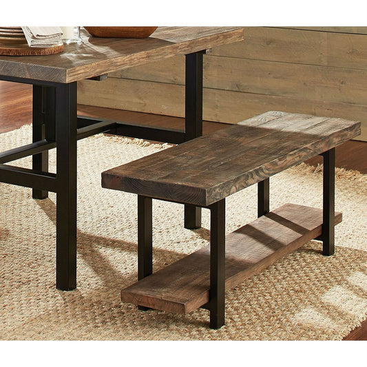 Modern Industrial Style Wood and Metal Accent Bench-1