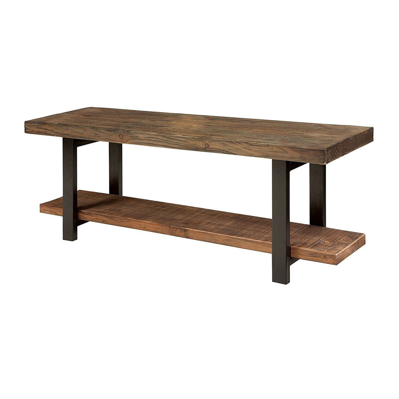 Modern Industrial Style Wood and Metal Accent Bench-2