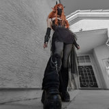Punk Sexy Anime /  High-Waisted Goth-Style Mesh Skirt - Festival Wear