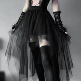 Punk Sexy Anime /  High-Waisted Goth-Style Mesh Skirt - Festival Wear