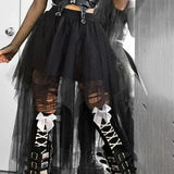 Punk Sexy Anime /  High-Waisted Goth-Style Mesh Skirt - Festival Wear