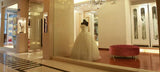 Exquisite A-line Backless Side-Split Bridal Gown Featuring Floral Appliques & Plunging V Neck