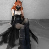 Punk Sexy Anime /  High-Waisted Goth-Style Mesh Skirt - Festival Wear