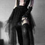 Punk Sexy Anime /  High-Waisted Goth-Style Mesh Skirt - Festival Wear