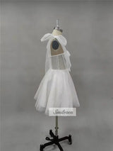 Smileven Short Wedding Dress A Line Sweetheart Neck Shiny Glitter Bride Dresses Mini Bows Strap Vestido de novia 2024 Customized