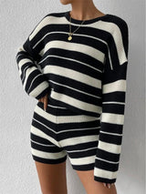 Striped Comfortable Casual Women's Knit Loungewear Set | NCS